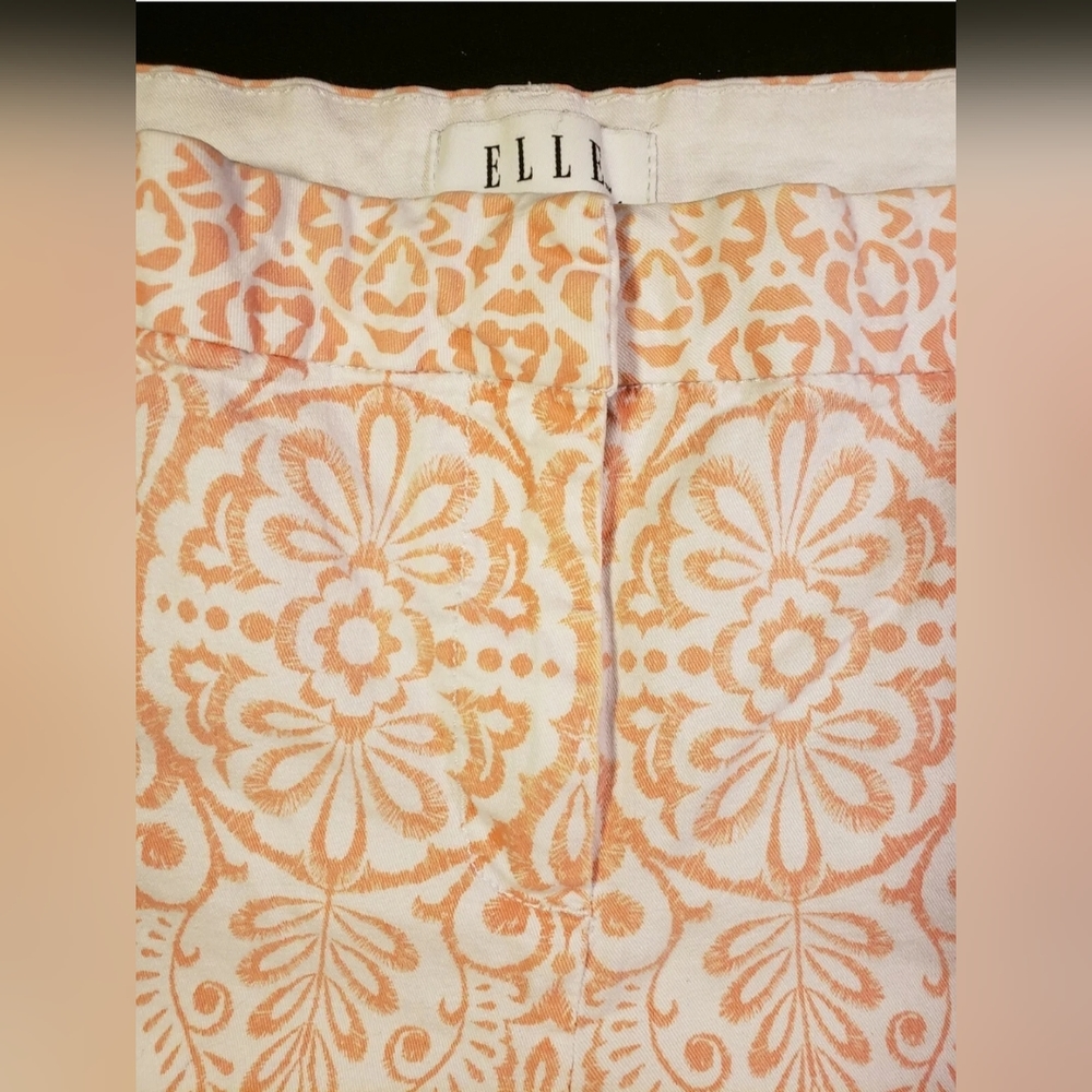 ❤️ Women's Elle Brand Shorts | White/Peach Paisley | Size 12 ❤️ - Picture 2 of 9